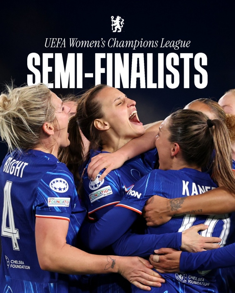 女足歐冠：切爾西3-0曼城&總比分3-2逆轉晉級四強，將對陣巴薩