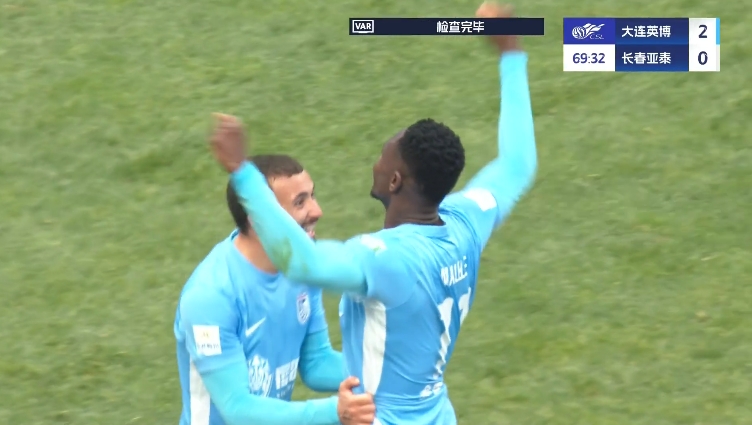 馬萊萊大連處子球！呂焯毅助攻馬萊萊破門，大連英博2-0亞泰