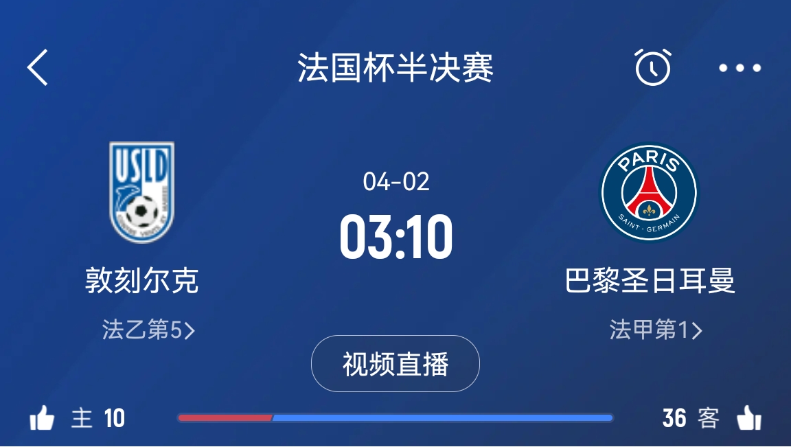 繼續(xù)大撤退？法國杯半決賽敦刻爾克挑戰(zhàn)巴黎，此前連續(xù)逆轉(zhuǎn)法甲隊